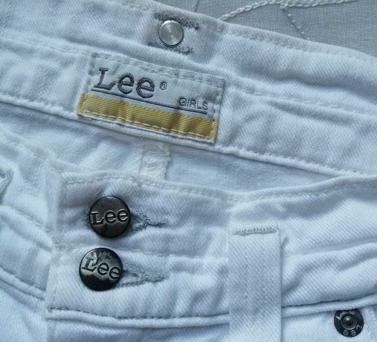 Lee Oryginał j.Nowe białe super spodnie wąskie jeansy Bawełna XS S