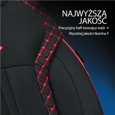 Pokrowce Samochodowe Komplet Lyon Czarno-Czerwone