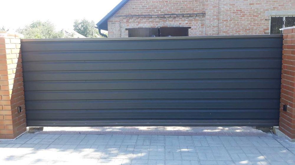Ворота у двір відкатні автоматичні, зсувні, ворота откатные