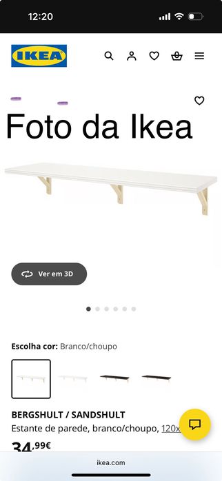 Duas prateleiras com suporte Ikea. 120cm