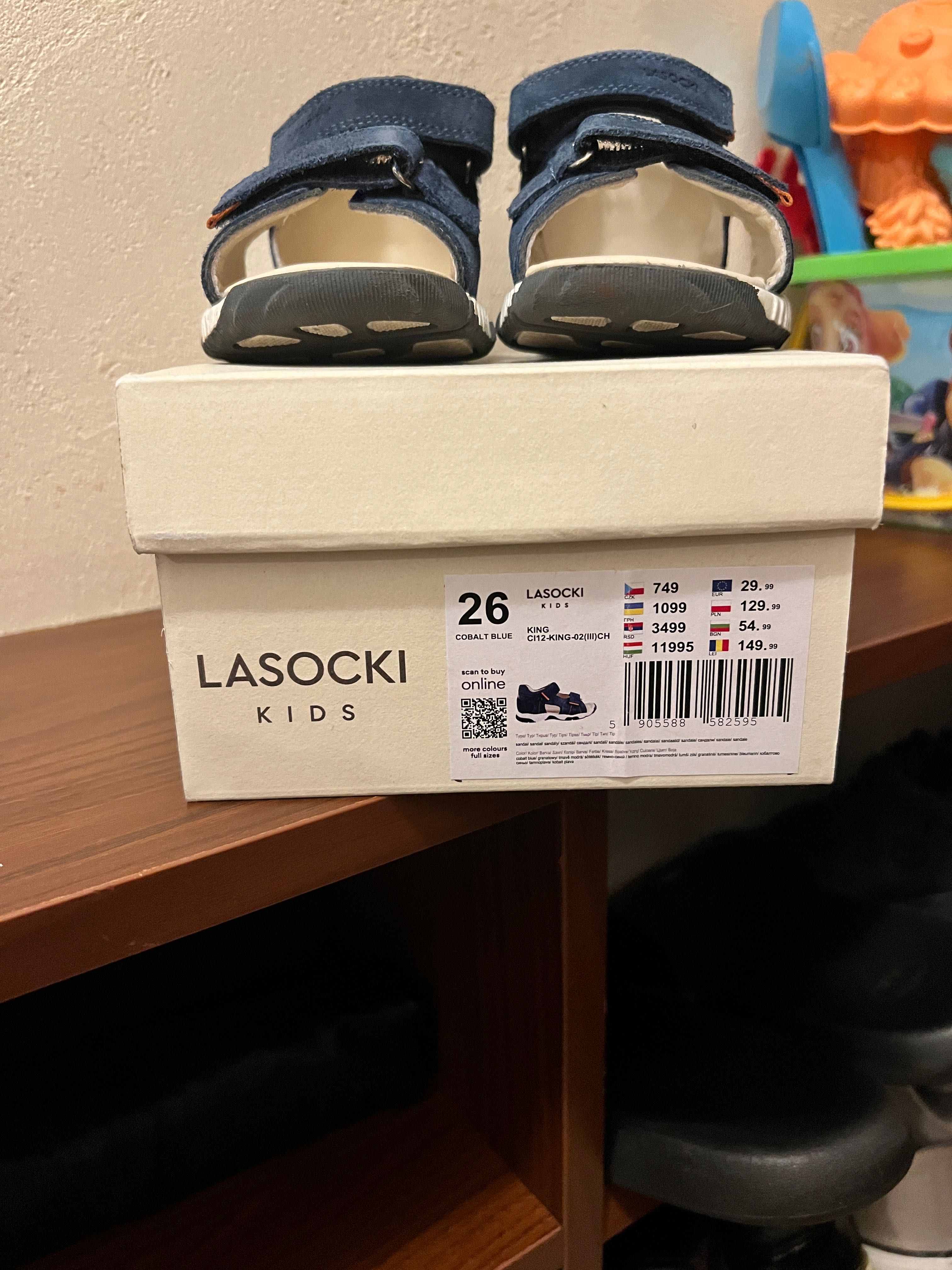 Sandałki 26 chłopięce lasocki kids sandały niebieskie granatowe