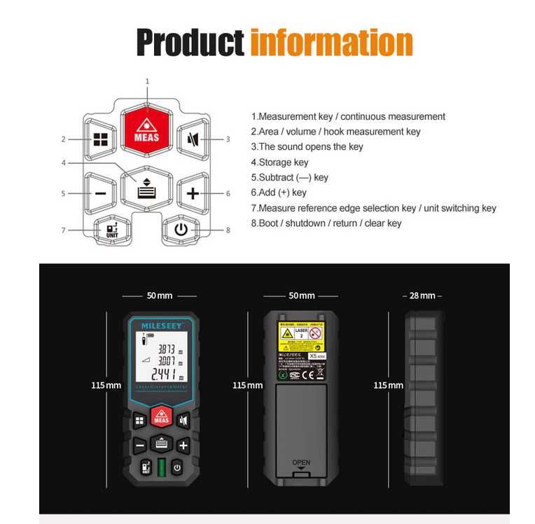 Цифровой лазерный дальномер MileSeey X5 лазерна рулетка 40 м дальномір