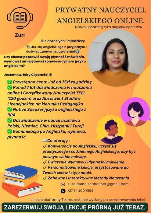 Korepetycje z języka angielskiego /  online z native speakerem/