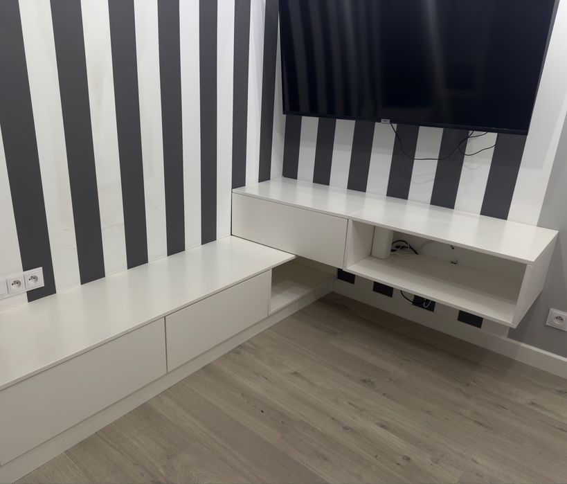 Nowoczesny biały zestaw mebli RTV/ szafka pod telewizor narożna,wymiar