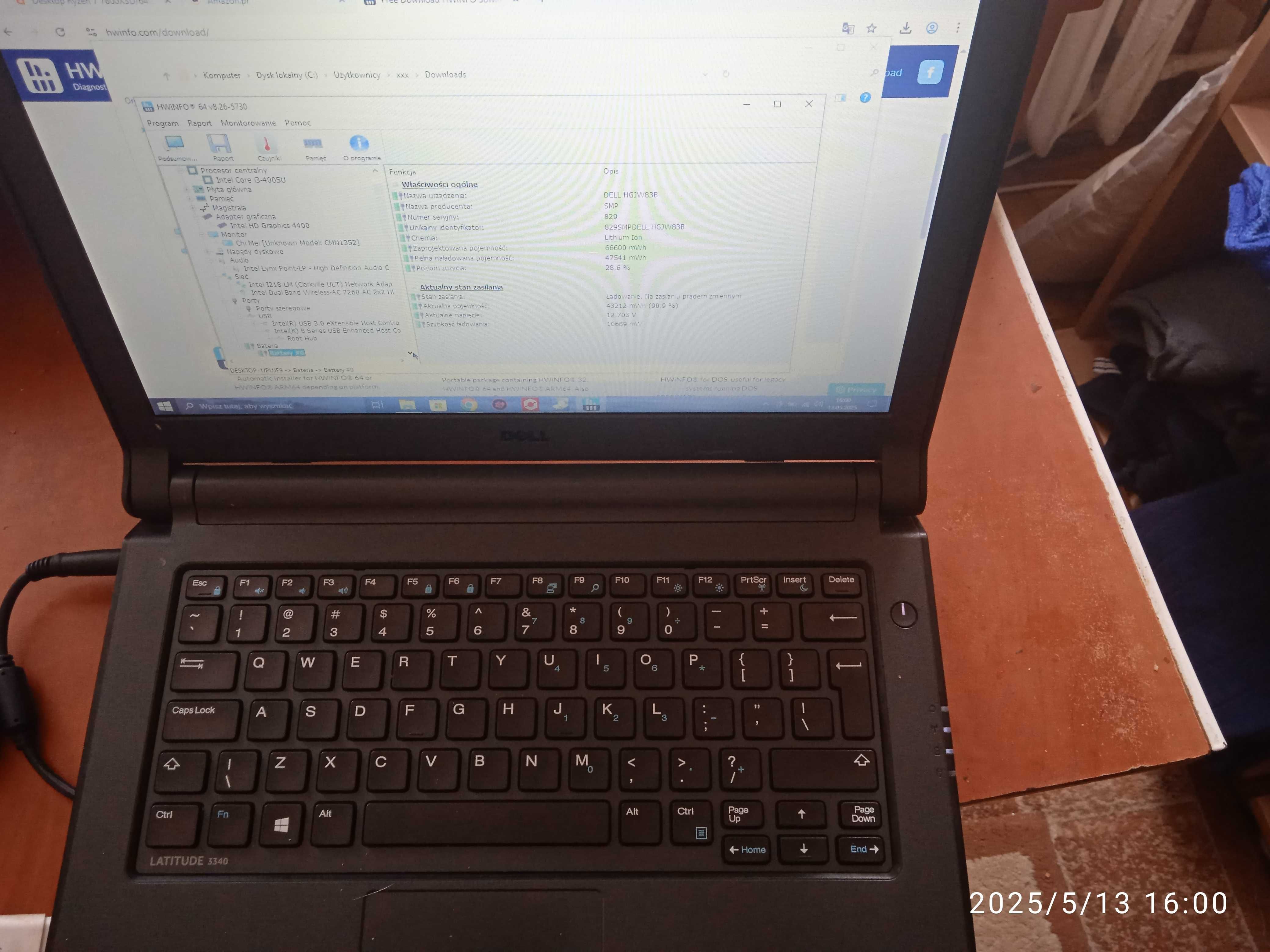 Laptop Dell Latitude 3340 i3,nowy SSD 256, 8GB RAM, Windows 10 gwr.12m