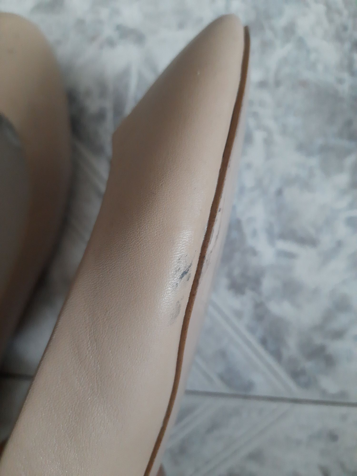 ZARA WOMAN beżowe skórzane baleriny 38