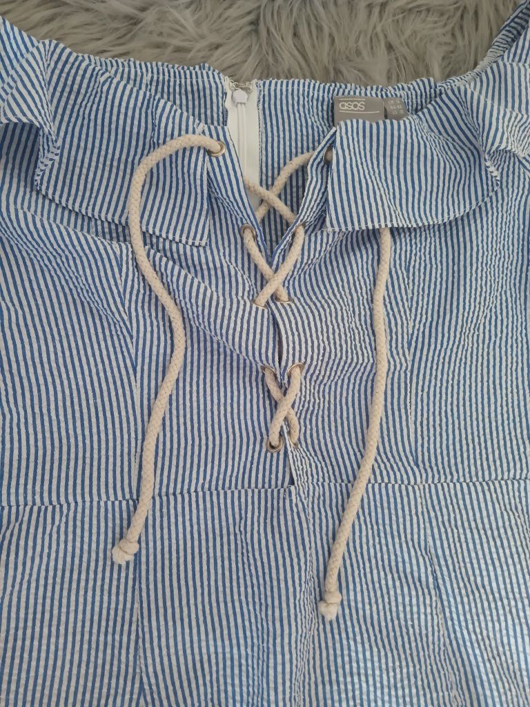 Piękna sukienka ASOS w paski hiszpanka zbufkami plus size xl baby blue