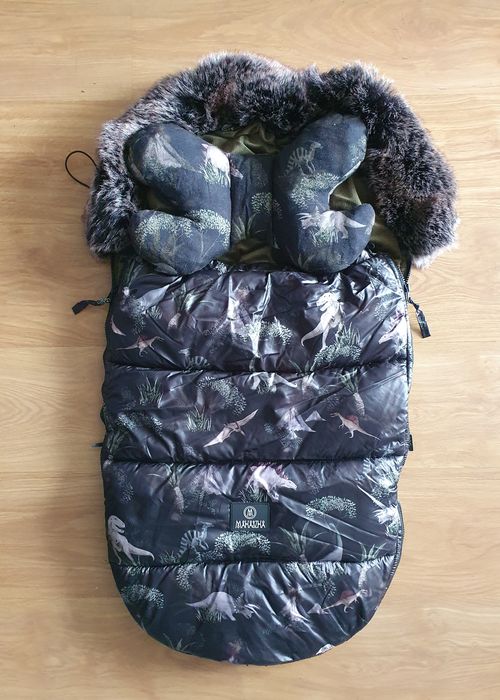 Śpiworek zimowy do wózka + poduszka Makaszka Dino World 0-18