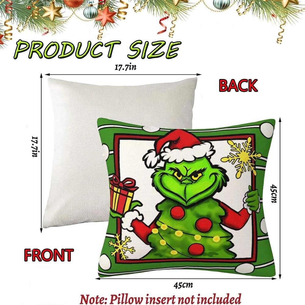 Zestaw 4 poszewek świątecznych Grinch Boże narodzenie  45x45cm BI09