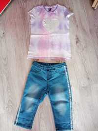 Zestaw bluzka i jeansy 3/4 rozmiar 122