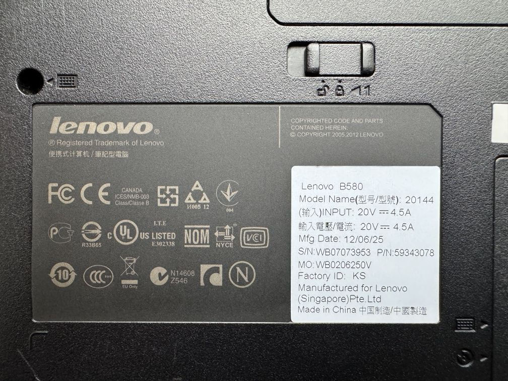 Ноутбук Lenovo B580