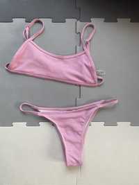 Bikini shein strój kąpielowy rozmiar M różowy prążkowany