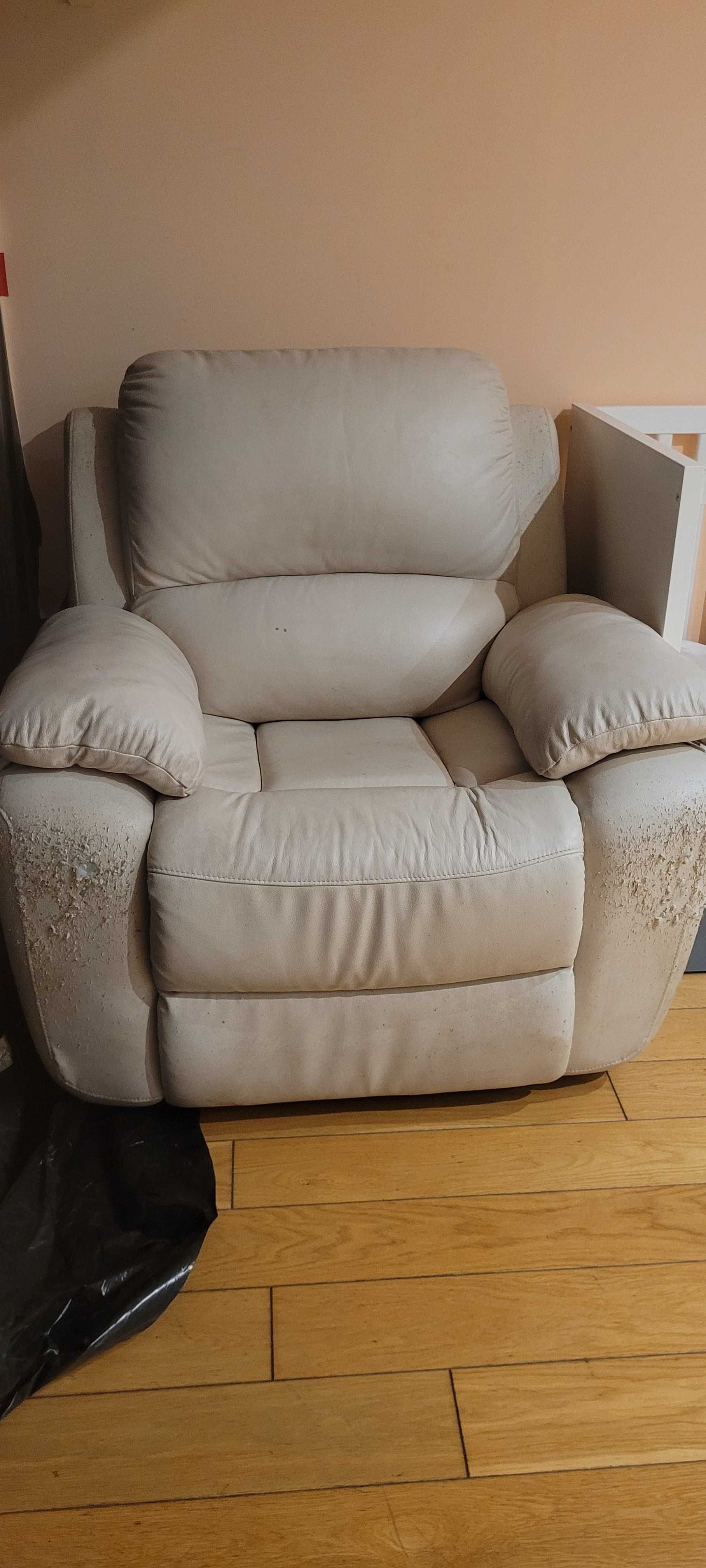 Sofa skórzana z funkcją relax + 2 fotele