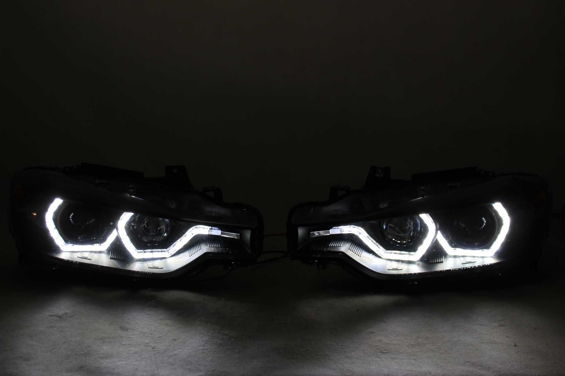 Lampy przednie przód BMW F30 11-15 H7 LED RINGI Dzienne DRL Black !