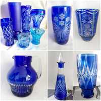 Салатница цветное стекло кобальт ваза синий хрусталь