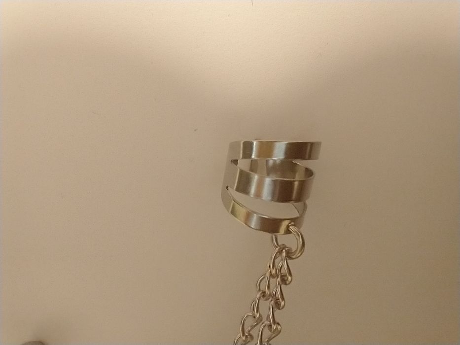 Kolczyk z Nausznicą i Zawieszką Gwiazdką, Stal Nierdzewna, Handmade