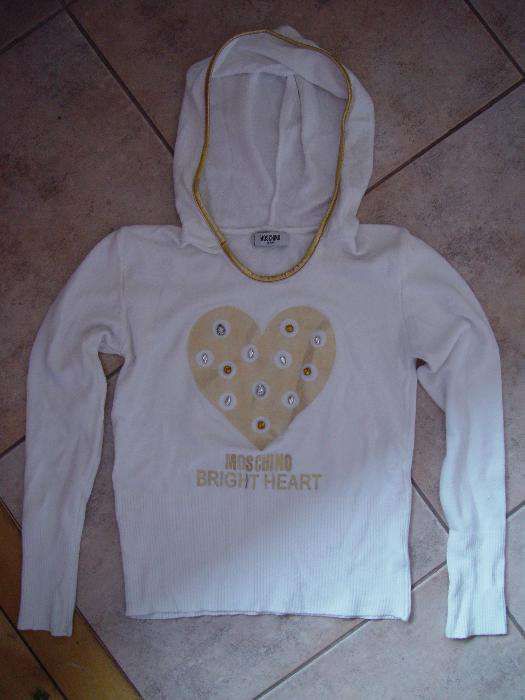 bluza bluzka ecru MOSCHINO xs z kapturem kaptur