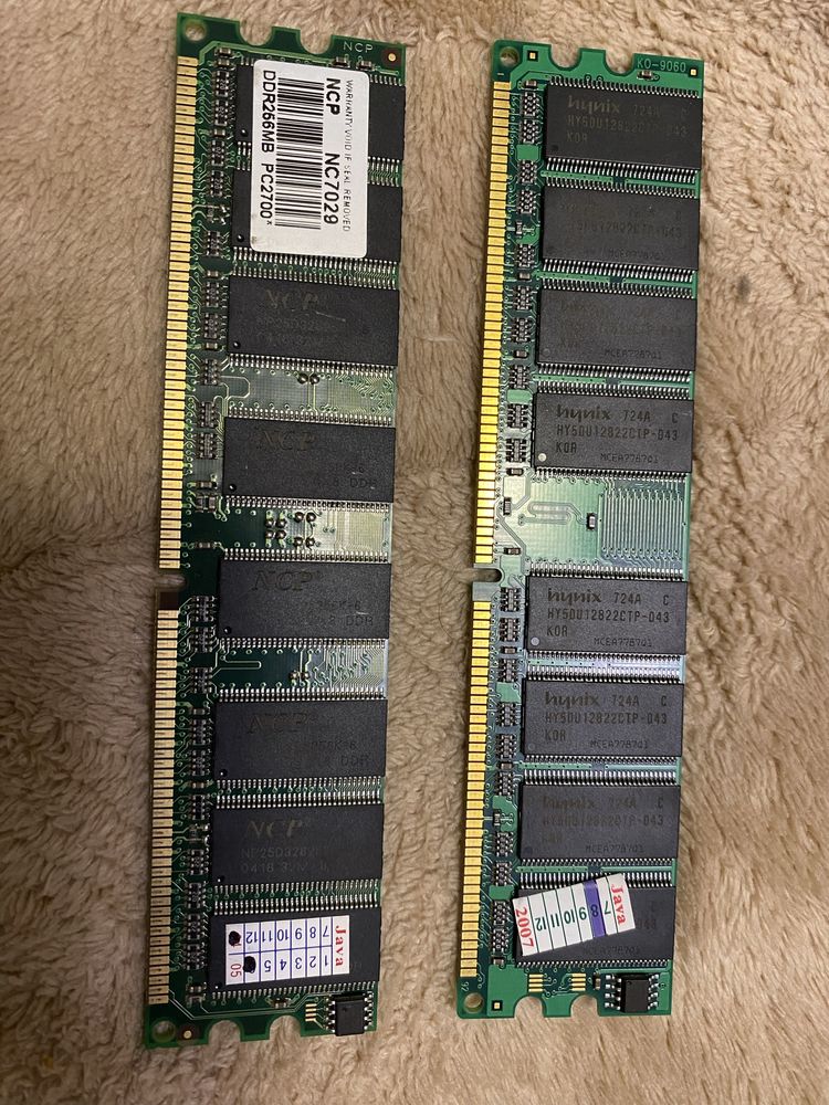 ОЗУ 2 шт по 256 мб DDR1