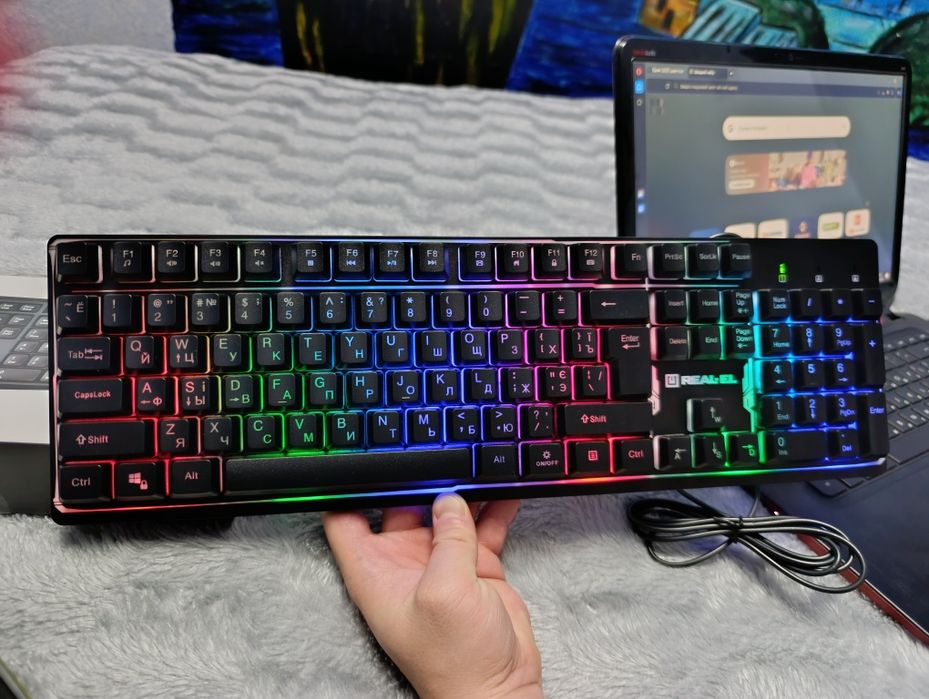 Ігрова клавіатура RGB игровая клавиатура real-el