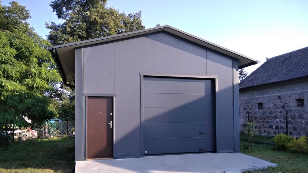 GARAŻE, HALE, KONTENERY, bramy z płyty warstwowej, płyta I i II gat.