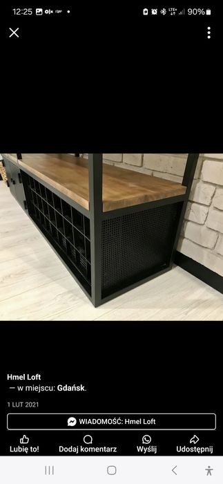 Regał loft metalowy drewno