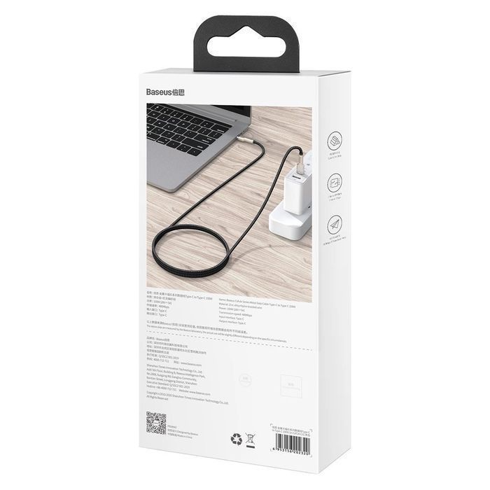Baseus Cafule Metal Data kabel USB C - USB C 100W Power Delivery 1m