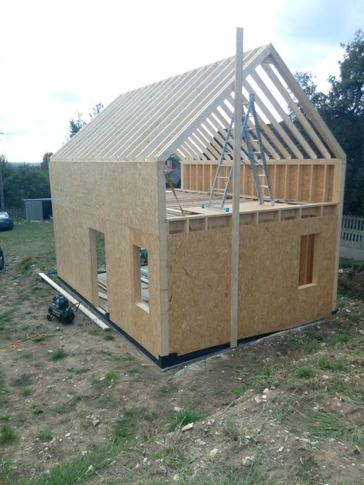 Promocja nowoczesna stodoła, szkielet drewniany certyfikat c24 domek l