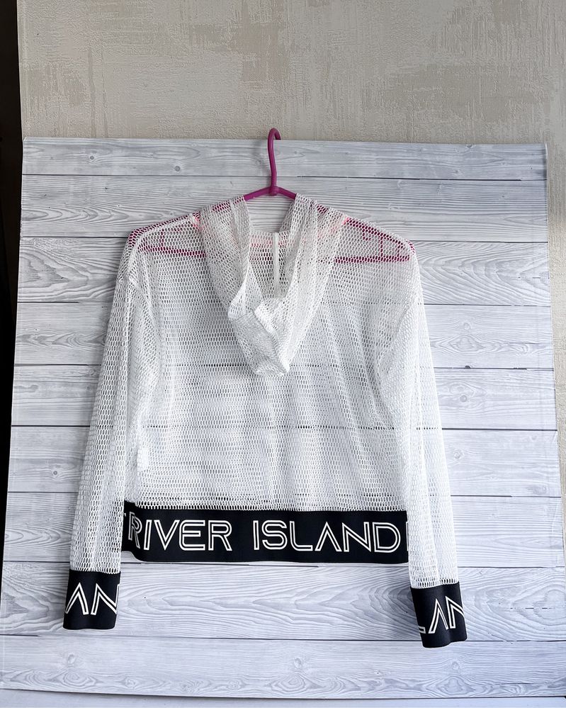 Кофта сетка River Island черно-белая женская, для девочки, топ, блуза