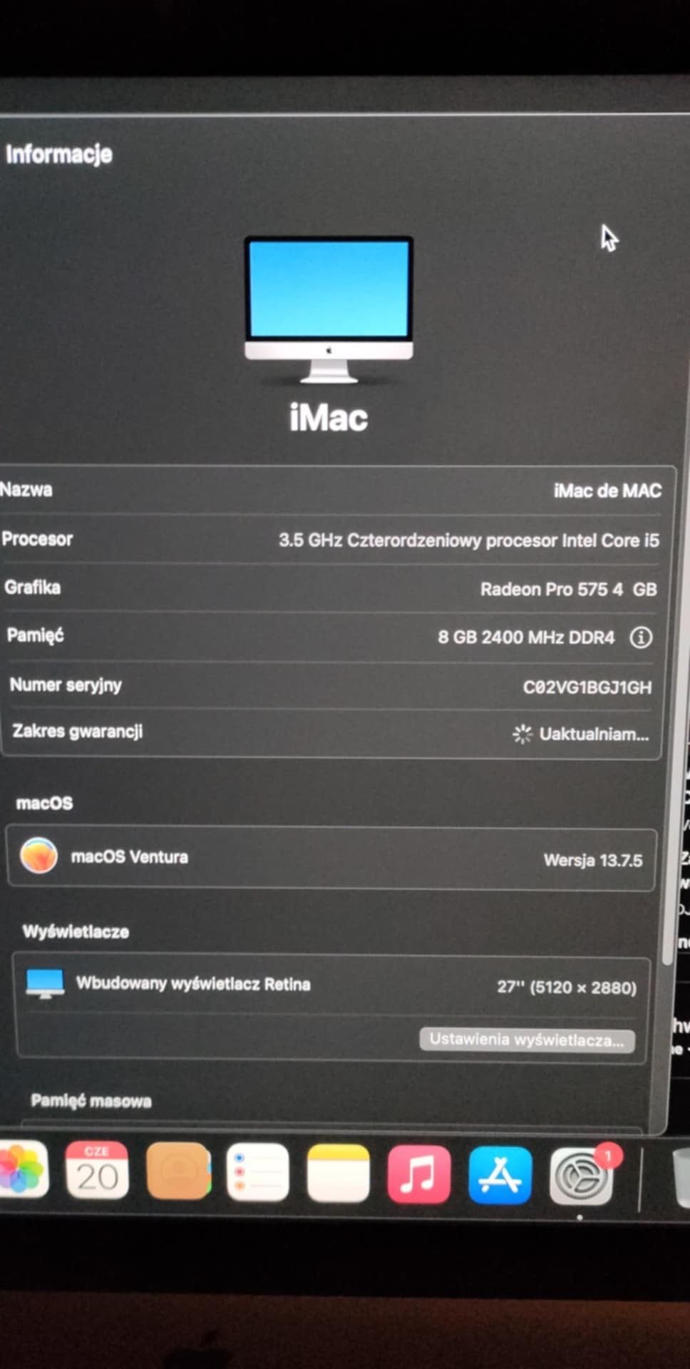 iMac Retina 5k 27-inch 2017 3.5ghz