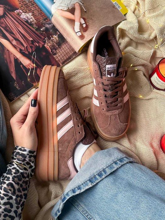 Кросівки Adidas Gazelle Bold Platform Brown/Peach premium