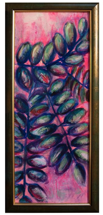 Obraz, malarstwo, akryl na płótnie, dyptyk, martwa natura, liście