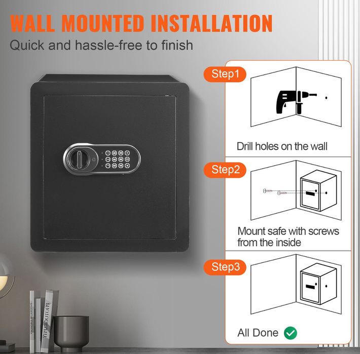 Cofre Vevor 1,8 Pés Cúbicos - Segurança Reforçada para Sua Casa!