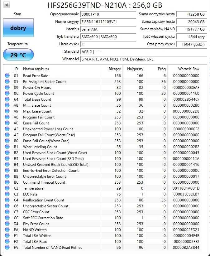 M2 SATA SSD Hynix 256GB