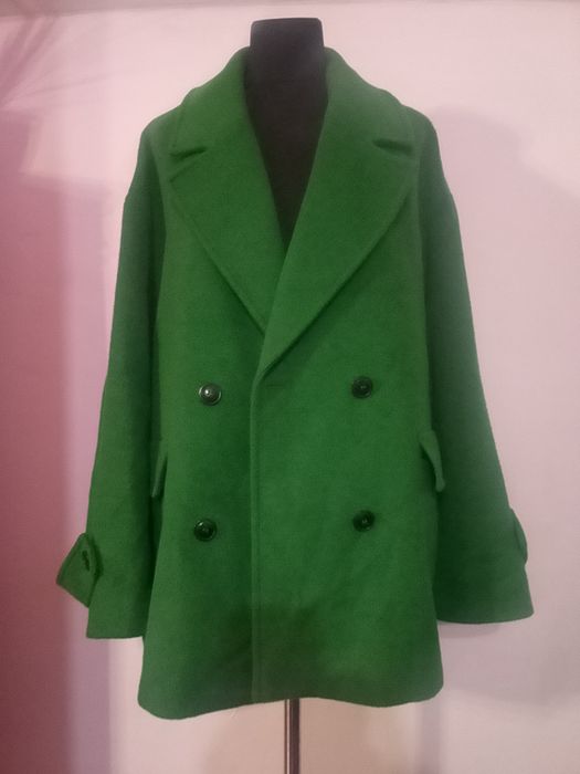 C&A пальто шерстяное XL ярко зелёное  размер