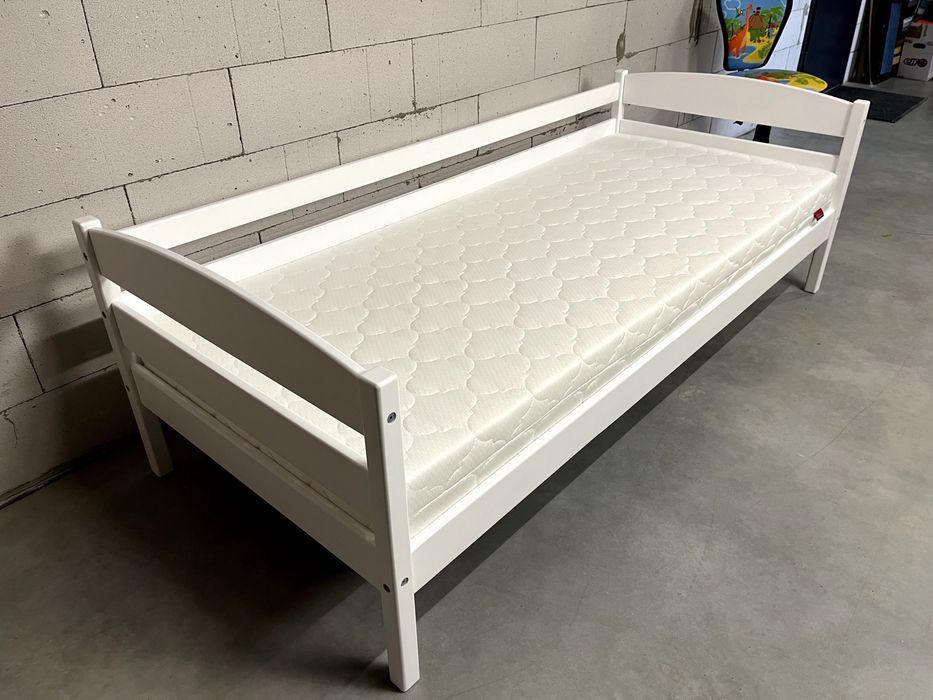 Ліжко односпальне, підліткове дитяче ліжко з дерева і матрац до нього