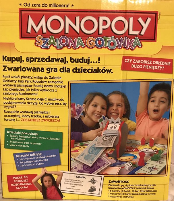 Hasbro Monopoly Szalona Gotówka Bankomat Junior. Unikat !!! Nowy !!!