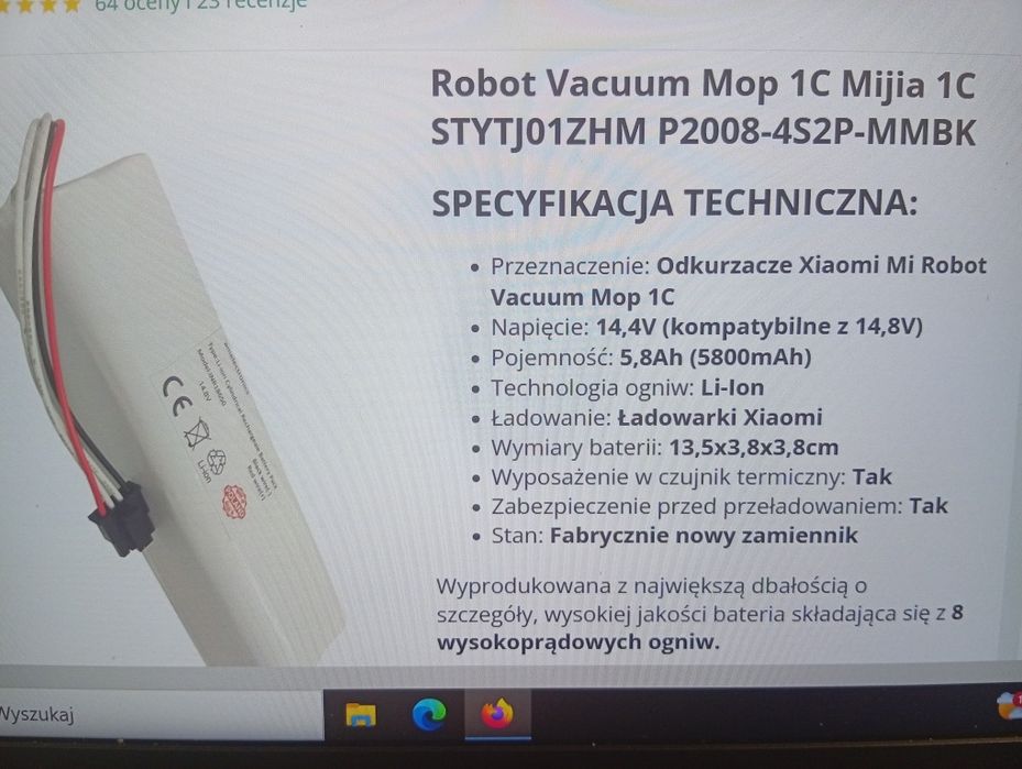 Bateria Aku do Xiaomi Mi Robót Vacuum Mop 1C Monia 1 C. STYTJ01ZHM