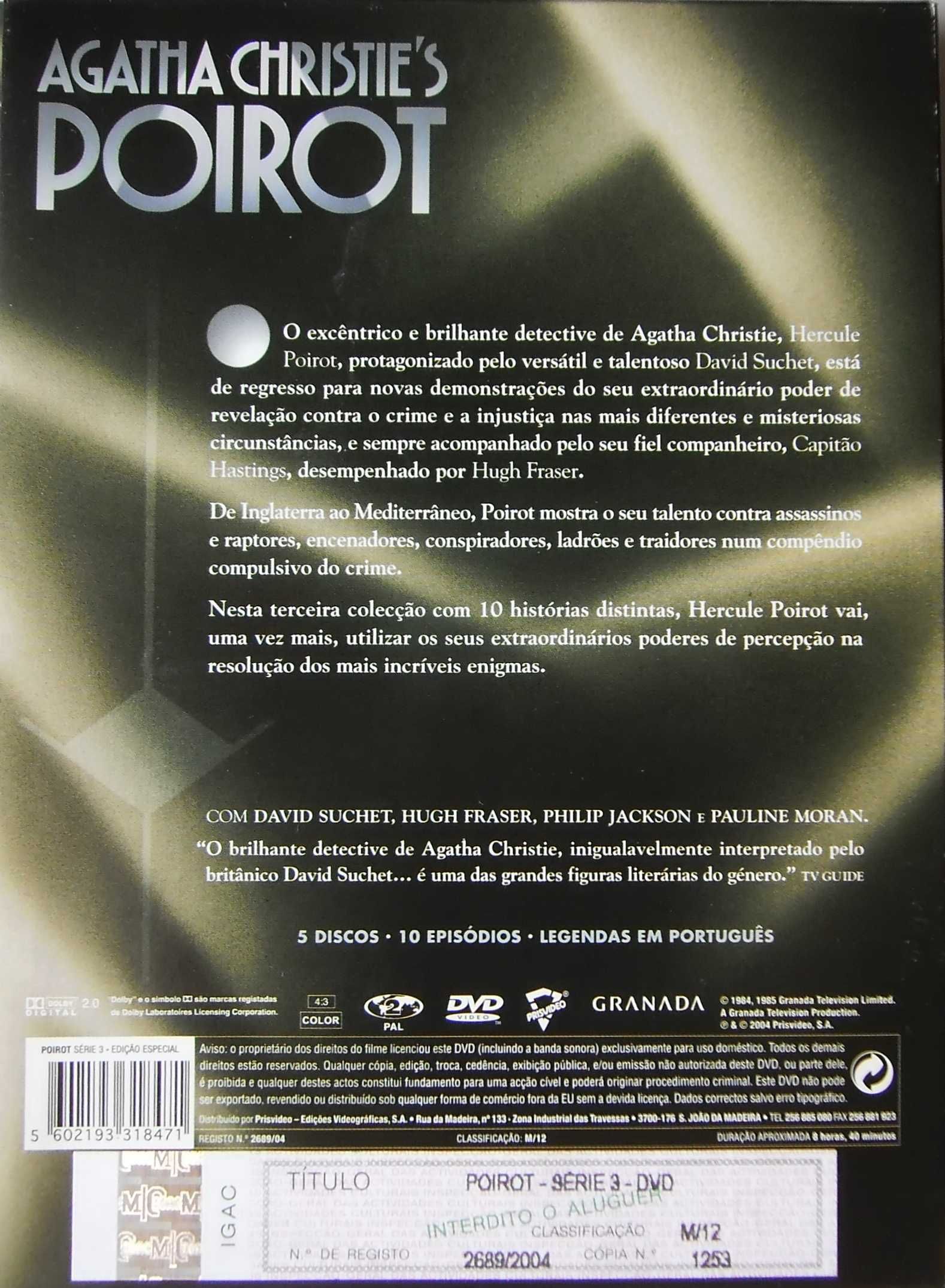 Conjunto Packs DVDs "Agatha Christie's Poirot" 4 Séries - 37 episódios