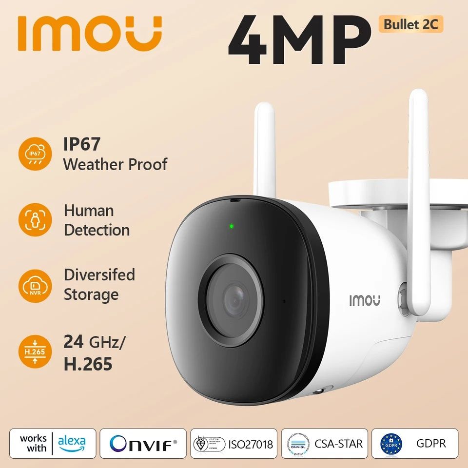 Imou Bullet 2C 4 Mp, 2.8/3.6 мм. Dahua, IPC-F42P відеокамера Імоу
