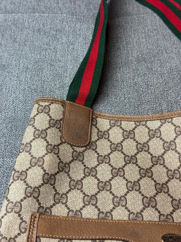 Gucci GG Supereme web sherry line tote bag