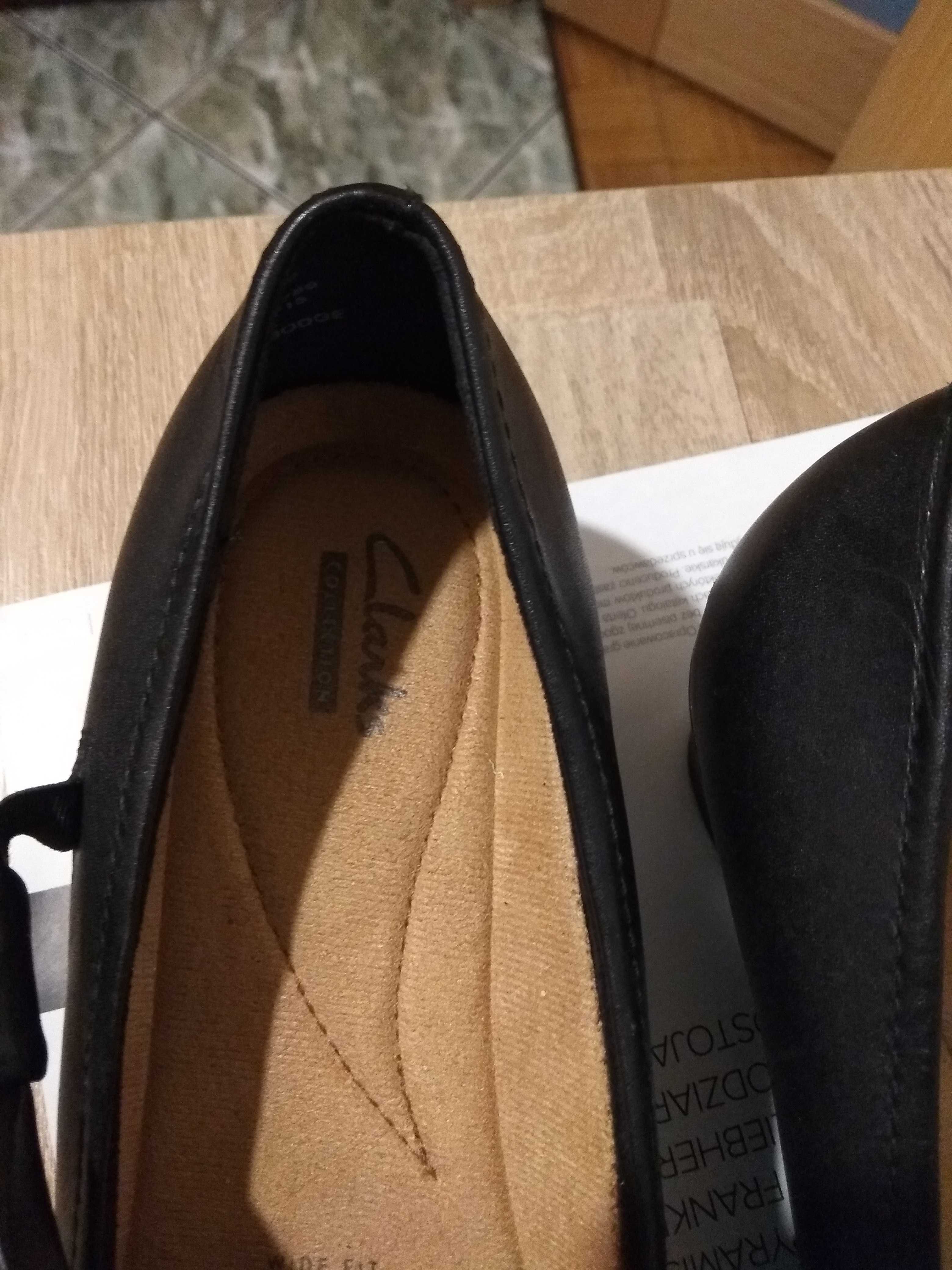 CLARKS Damskie skórzane czarne buty czółenka baleriny Super stan 41