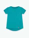 My basic turkusowy T-shirt z kieszonką 122-128