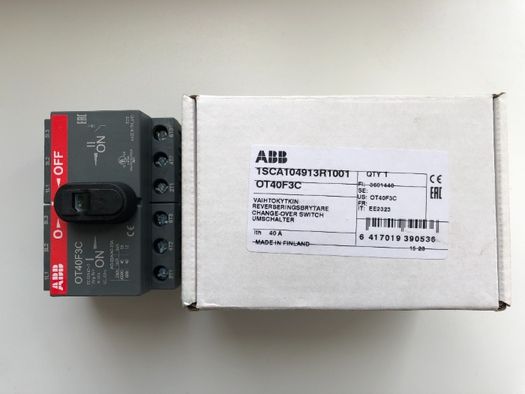 Переключатель нагрузки ABB OT40F3C 3 полюса 40A 11кВт сеть генератор