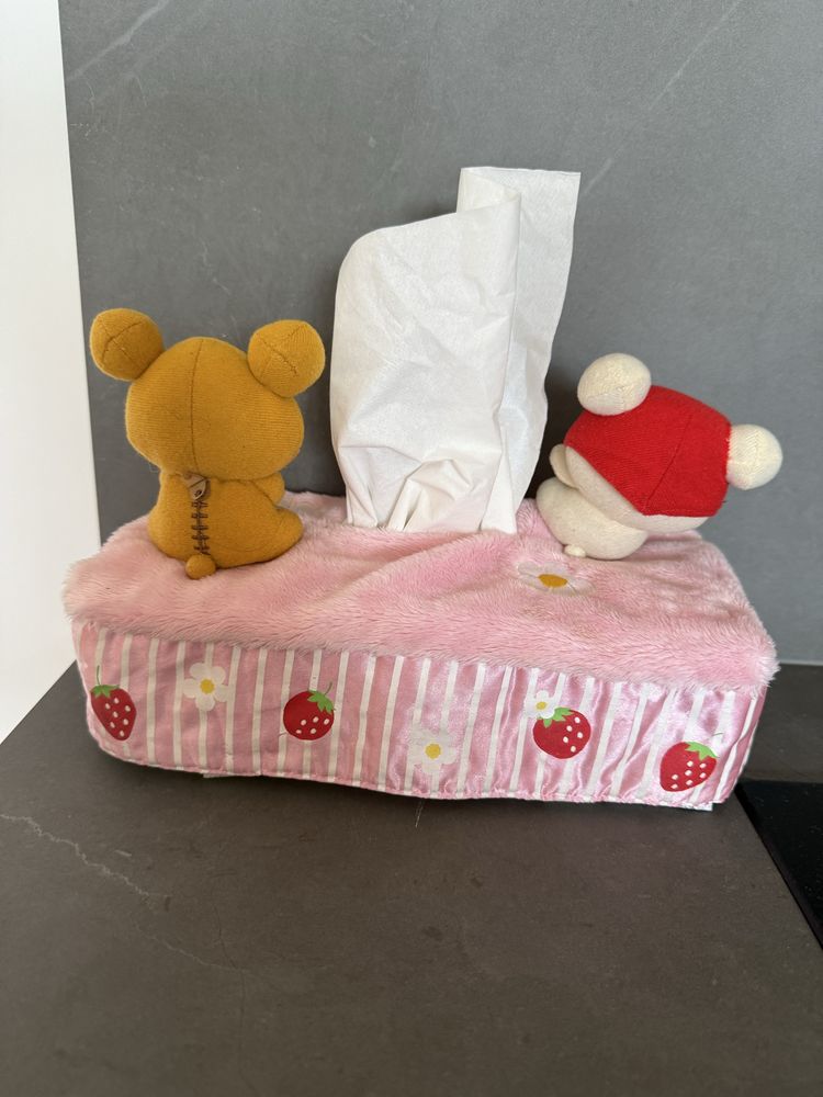 Pudełko etui na chusteczki rożowe misie