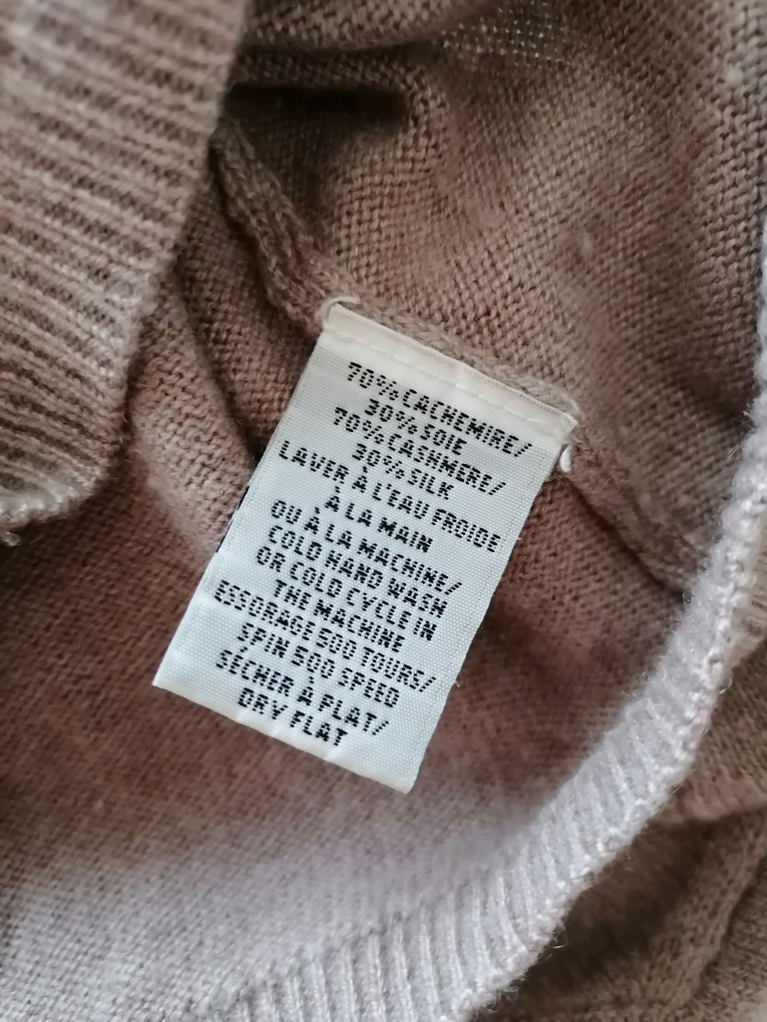 Kaszmirowy sweter Eric Bompard S 36 beżowy damski kaszmir jedwab