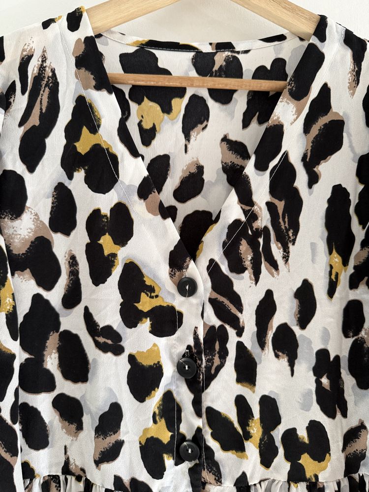 Vestido leopardo manga comprida SHEIN L