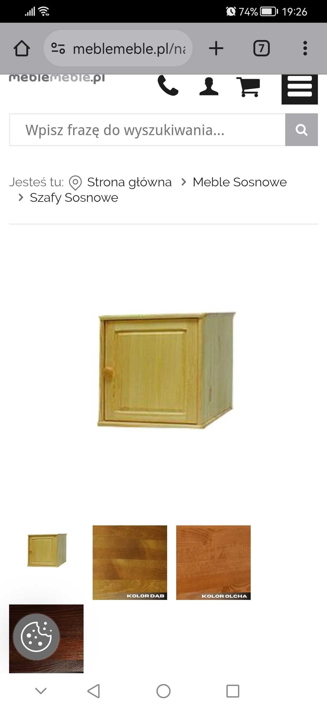 Nadstawka sosnowa na szafę