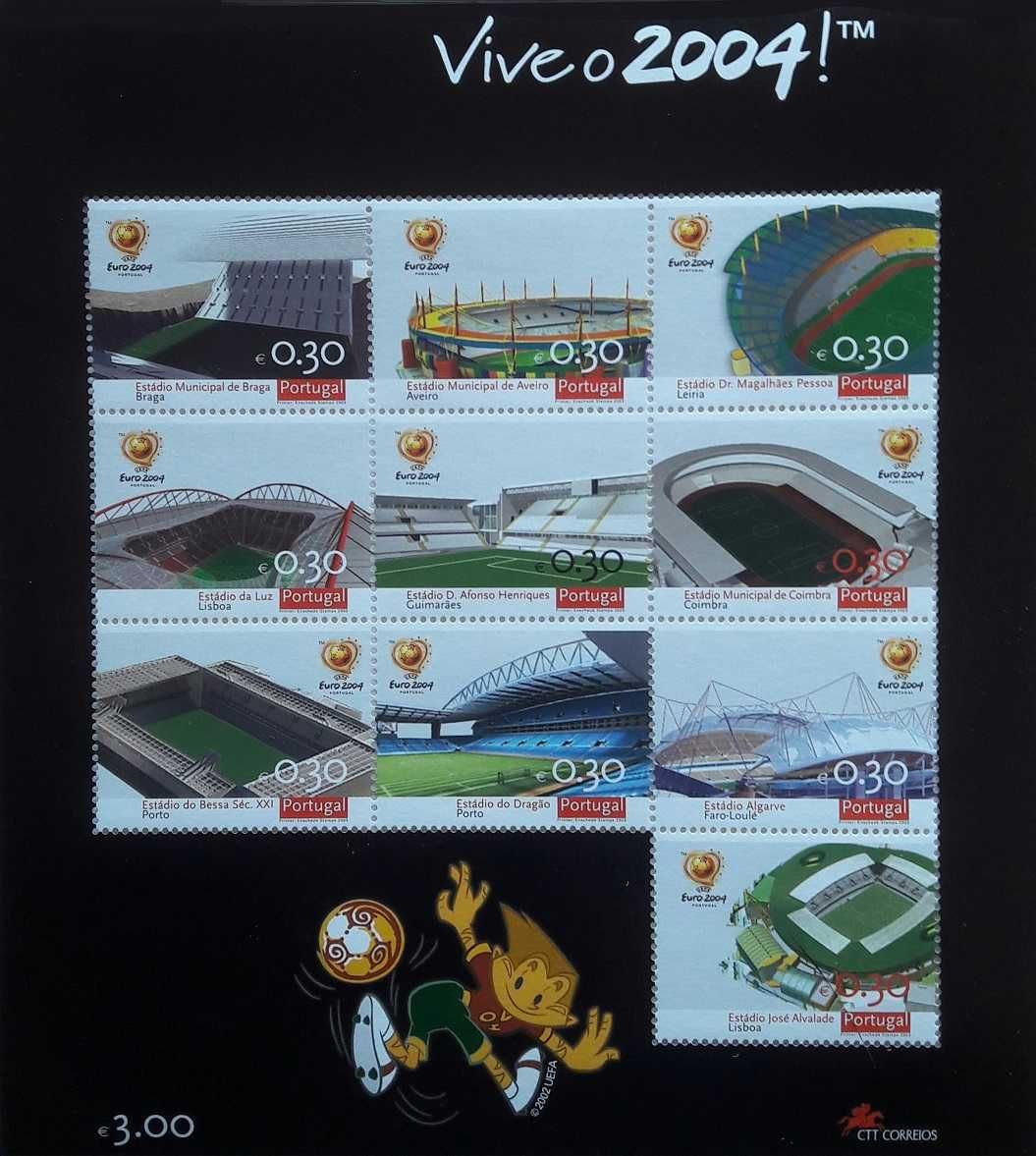 Coleção de Selos alusivos aos estádios do Euro 2004