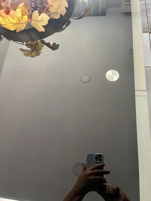 Mesa jantar em vidro e inox