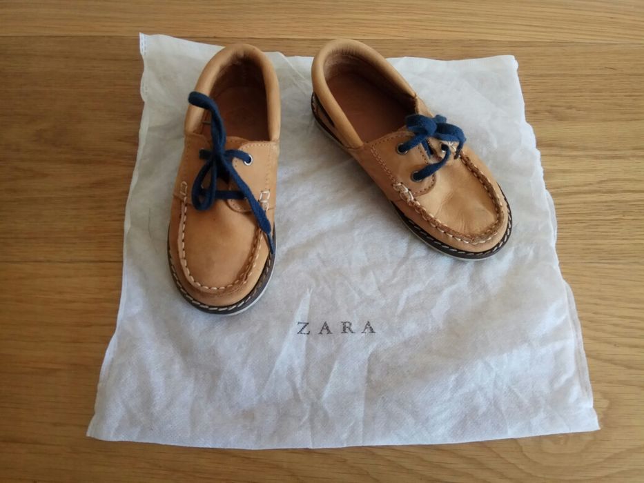 Sapatos camel, em pele, ZARA baby - T. 24